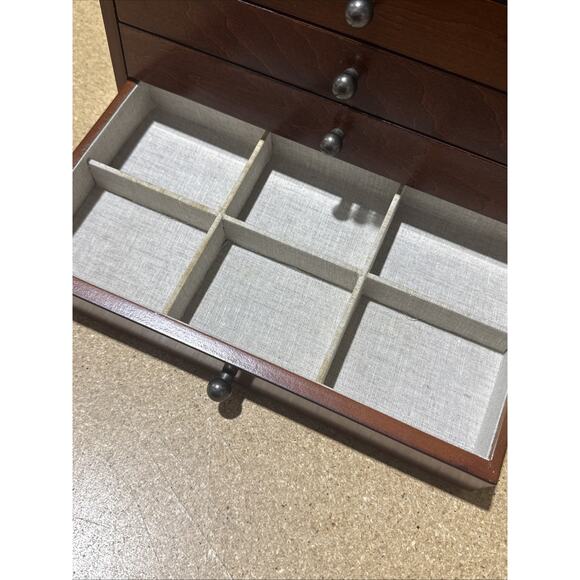 VTG Wooden Jewelry Box Chest Style 12x8x8 Glass Top 3 Drawers Unbranded READ - Picture 6 of 15